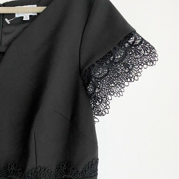 NWT SIKA Collection Short Sleeve LAce Trim Classic Little Black Dress 18 - Picture 3 of 5